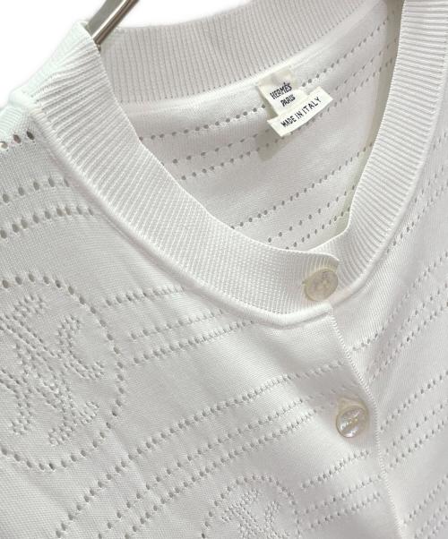 HERMES（エルメス）HERMES (エルメス) パンチング カーディンガン ホワイト サイズ:40の古着・服飾アイテム