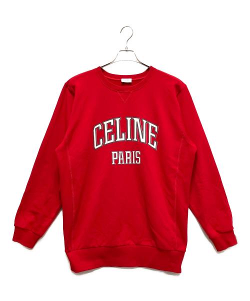 CELINE（セリーヌ）CELINE (セリーヌ) Oversized Celine Sweatshirt/カレッジロゴスウェット レッド サイズ:Mの古着・服飾アイテム