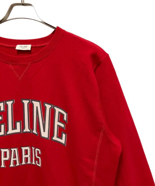 CELINE（セリーヌ）CELINE (セリーヌ) Oversized Celine Sweatshirt/カレッジロゴスウェット レッド サイズ:Mの古着・服飾アイテム