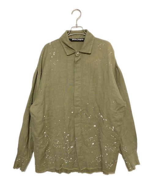 Palm Angels（パーム エンジェルス）Palm Angels (パーム エンジェルス) リネンシャツ オリーブ サイズ:46の古着・服飾アイテム