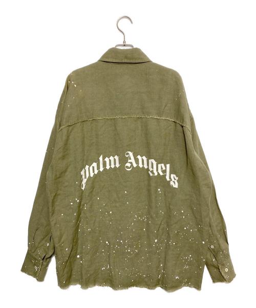 Palm Angels（パーム エンジェルス）Palm Angels (パーム エンジェルス) リネンシャツ オリーブ サイズ:46の古着・服飾アイテム