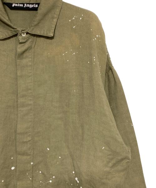 Palm Angels（パーム エンジェルス）Palm Angels (パーム エンジェルス) リネンシャツ オリーブ サイズ:46の古着・服飾アイテム