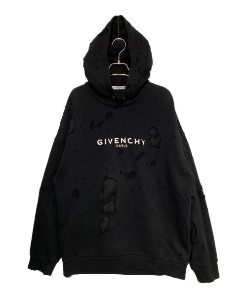 GIVENCHY（ジバンシィ）GIVENCHY (ジバンシィ) デストロイ加工パーカー ブラック サイズ:Lの古着・服飾アイテム