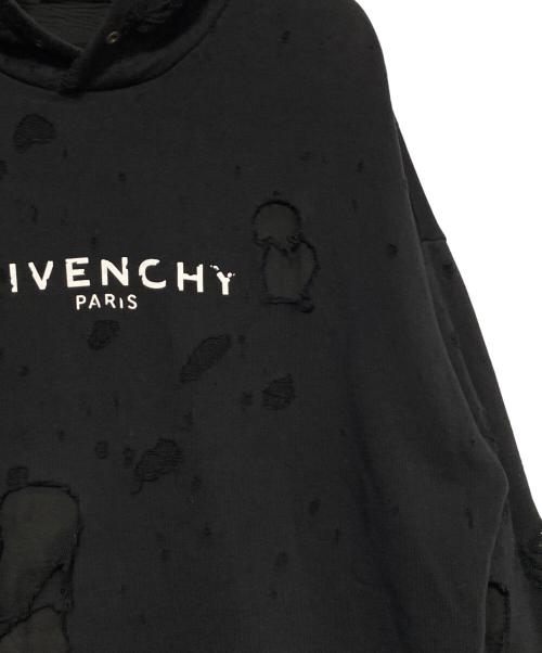 GIVENCHY（ジバンシィ）GIVENCHY (ジバンシィ) デストロイ加工パーカー ブラック サイズ:Lの古着・服飾アイテム