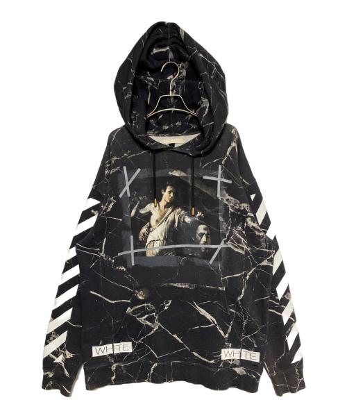 OFFWHITE（オフホワイト）OFFWHITE (オフホワイト) プリントパーカー ブラック サイズ:Mの古着・服飾アイテム