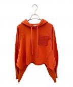 LOEWEロエベ）の古着「アナグラムレザーパッチパーカー」｜オレンジ