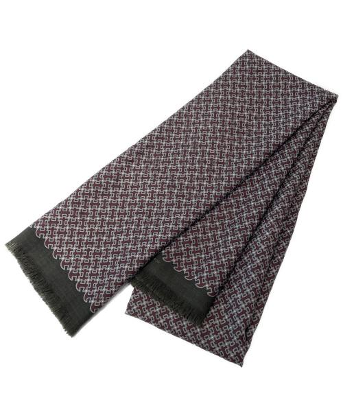 HERMES（エルメス）HERMES (エルメス) シルクウールストール ブラウン×グレーの古着・服飾アイテム