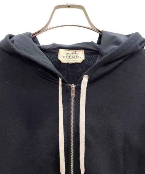 HERMES（エルメス）HERMES (エルメス) 異素材切替 ジップパーカー ネイビー サイズ:Sの古着・服飾アイテム