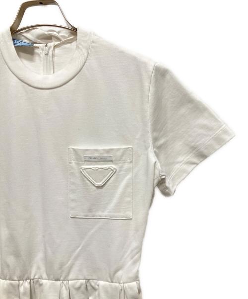 PRADA（プラダ）PRADA (プラダ) Emblem Pocket Dress/エンブレムポケットワンピース ホワイト サイズ:40の古着・服飾アイテム
