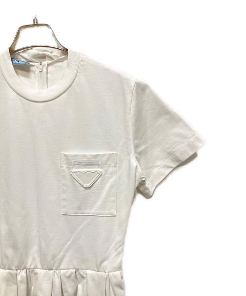 PRADA（プラダ）PRADA (プラダ) Emblem Pocket Dress/エンブレムポケットワンピース ホワイト サイズ:40の古着・服飾アイテム