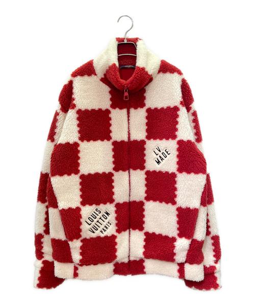 LOUIS VUITTON（ルイ ヴィトン）LOUIS VUITTON (ルイ ヴィトン) ジャカード ダミエ フリース ブルゾン レッド×ホワイト サイズ:XXLの古着・服飾アイテム