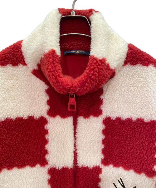 LOUIS VUITTON（ルイ ヴィトン）LOUIS VUITTON (ルイ ヴィトン) ジャカード ダミエ フリース ブルゾン レッド×ホワイト サイズ:XXLの古着・服飾アイテム