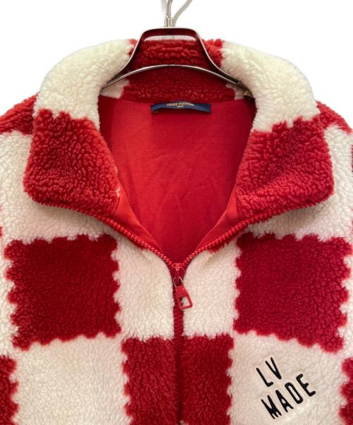LOUIS VUITTON（ルイ ヴィトン）LOUIS VUITTON (ルイ ヴィトン) ジャカード ダミエ フリース ブルゾン レッド×ホワイト サイズ:XXLの古着・服飾アイテム
