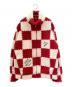 LOUIS VUITTON（ルイ ヴィトン）の古着「ジャカード ダミエ フリース ブルゾン」｜レッド×ホワイト