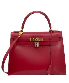 HERMES（エルメス）の古着「ケリー28/ボックスカーフ/ルージュヴィフ/外縫い/〇W刻印:1993年製」｜ルージュヴィフ