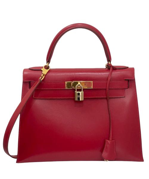 HERMES（エルメス）HERMES (エルメス) ケリー28/ボックスカーフ/ルージュヴィフ/外縫い/〇W刻印:1993年製 ルージュヴィフ サイズ:28の古着・服飾アイテム