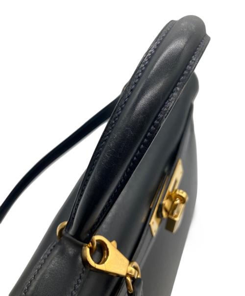 HERMES（エルメス）HERMES (エルメス) ケリー28 外縫い/ボックスカーフ/ネイビー/ゴールド金具/〇X:1994年製 ネイビー系 サイズ:28の古着・服飾アイテム