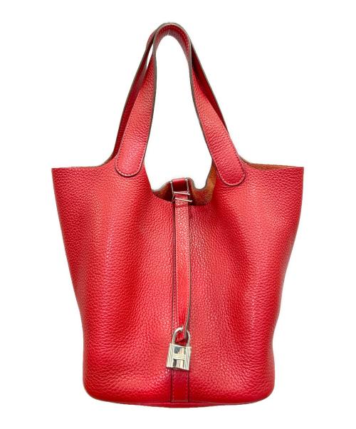 HERMES（エルメス）HERMES (エルメス) ピコタンロック MM/シルバー金具/トリヨンクレマンス/ルージュカザック/□Q刻印:2013年製 ルージュカザック サイズ:MMの古着・服飾アイテム