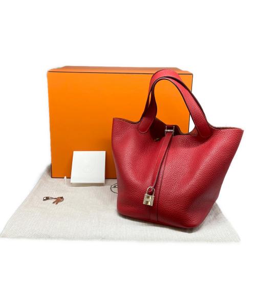 HERMES（エルメス）HERMES (エルメス) ピコタンロック MM/シルバー金具/トリヨンクレマンス/ルージュカザック/□Q刻印:2013年製 ルージュカザック サイズ:MMの古着・服飾アイテム