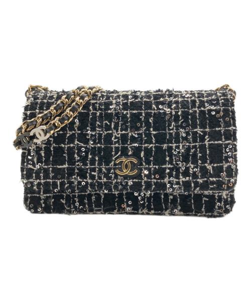 CHANEL（シャネル）CHANEL (シャネル) チェーンウォレット/ココマーク/ツイード/ミニショルダーバッグ ブラック サイズ:-の古着・服飾アイテム