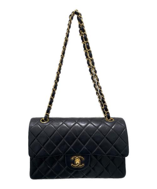 CHANEL（シャネル）CHANEL (シャネル) Wフラップチェーンショルダーバッグ ブラック サイズ:23の古着・服飾アイテム