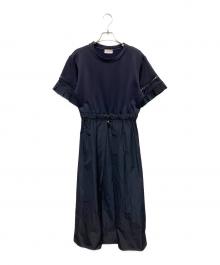 MONCLER（モンクレール）の古着「ABITO/ナイロン切替ベルトワンピース」｜ネイビー