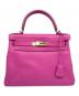 HERMES（エルメス）の古着「ケリー28 内縫い/シルバー金具/ピンク系/C刻印:2018年製」｜ピンク系