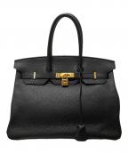 HERMESエルメス）の古着「バーキン35/ゴールド金具/トゴ/ブラック/▢P刻印」｜ブラック×ゴールド金具
