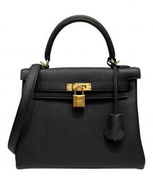 HERMES（エルメス）の古着「ケリー25 内縫い/ゴールド金具/トゴ/ブラック/W刻印」｜ブラック×ゴールド金具
