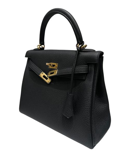 HERMES（エルメス）HERMES (エルメス) ケリー25 内縫い/ゴールド金具/トゴ/ブラック/W刻印 ブラック×ゴールド金具 サイズ:25の古着・服飾アイテム
