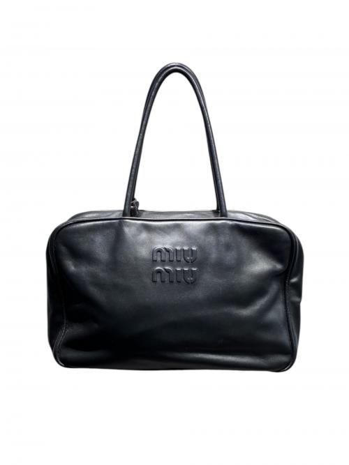 MIU MIU（ミュウミュウ）MIU MIU (ミュウミュウ) レザーボーバッグ ブラック サイズ:-の古着・服飾アイテム