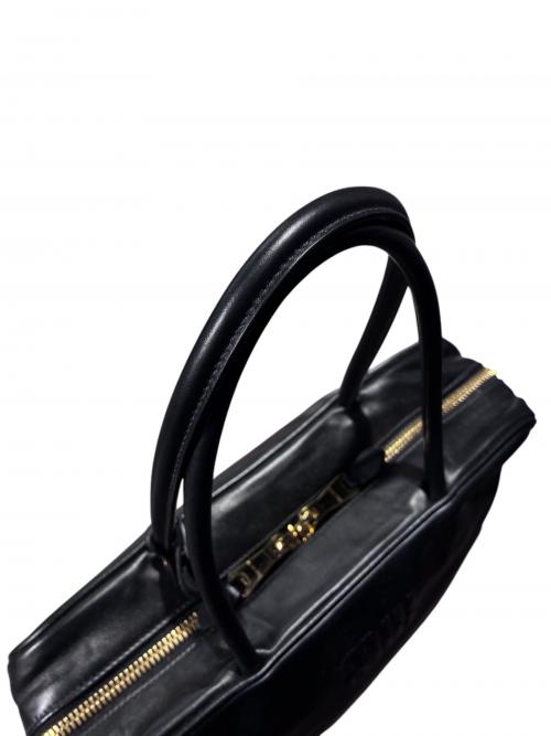 MIU MIU（ミュウミュウ）MIU MIU (ミュウミュウ) レザーボーバッグ ブラック サイズ:-の古着・服飾アイテム