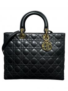 Christian Dior（クリスチャン ディオール）の古着「Lady Dior バッグ ラージ」｜ブラック