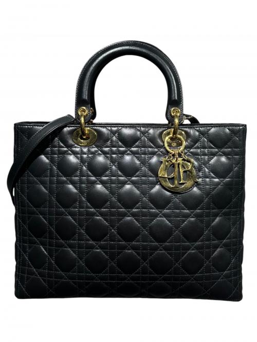 Christian Dior（クリスチャン ディオール）Christian Dior (クリスチャン ディオール) Lady Dior バッグ ラージ ブラック サイズ:ラージ/Largeの古着・服飾アイテム