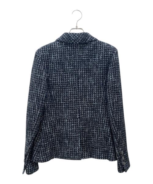 CHANEL（シャネル）CHANEL (シャネル) P73 ココボタンツイードダブルジャケット ブルー×ブラック サイズ:36の古着・服飾アイテム
