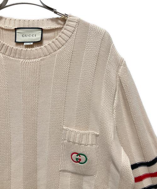 GUCCI（グッチ）GUCCI (グッチ) GGラインニット ベージュ サイズ:XLの古着・服飾アイテム