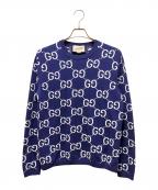 GUCCIグッチ）の古着「GGウールジャガードセーター」｜パープル×ホワイト