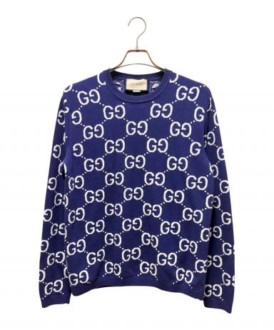 中古・古着通販】GUCCI (グッチ) GGウールジャガードセーター パープル