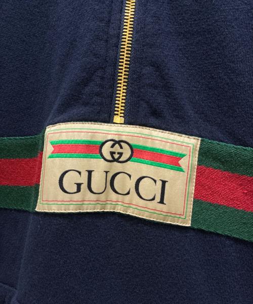GUCCI（グッチ）GUCCI (グッチ) ヴィンテージロゴウェブストライプパーカー ネイビー サイズ:Sの古着・服飾アイテム