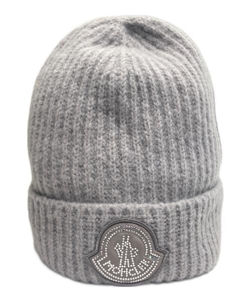 MONCLER（モンクレール）MONCLER (モンクレール) Moncler Wool‑Blend Beanie/ロゴワッペンニット帽 グレー サイズ:Uniの古着・服飾アイテム