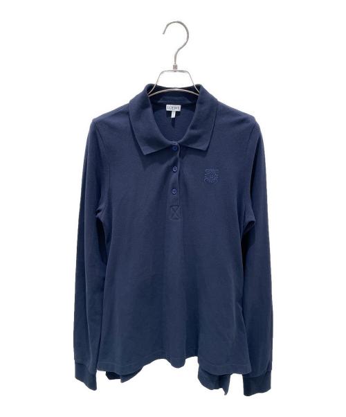 LOEWE（ロエベ）LOEWE (ロエベ) アナグラム刺繍フレア長袖ポロシャツ ネイビー サイズ:XSの古着・服飾アイテム