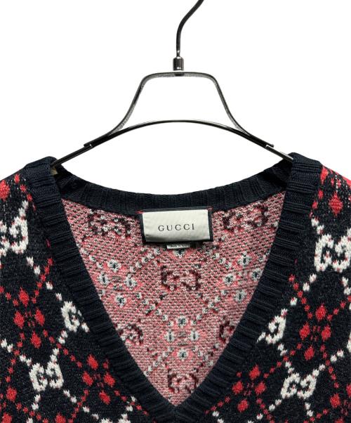 GUCCI（グッチ）GUCCI (グッチ) GGジャガードVニット ブラック サイズ:Lの古着・服飾アイテム