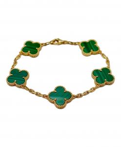 VAN CLEEF & ARPELS（ヴァンクリーフ＆アーペル）の古着「Vintage Alhambra Bracelet malachite ヴィンテージアルハンブラ 5Pマラカイトブレスレット」