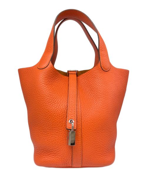 HERMES（エルメス）HERMES (エルメス) ピコタンロック PM/シルバー金具/トリヨンクレマンス/オレンジ系/U刻印 オレンジ系 サイズ:PMの古着・服飾アイテム