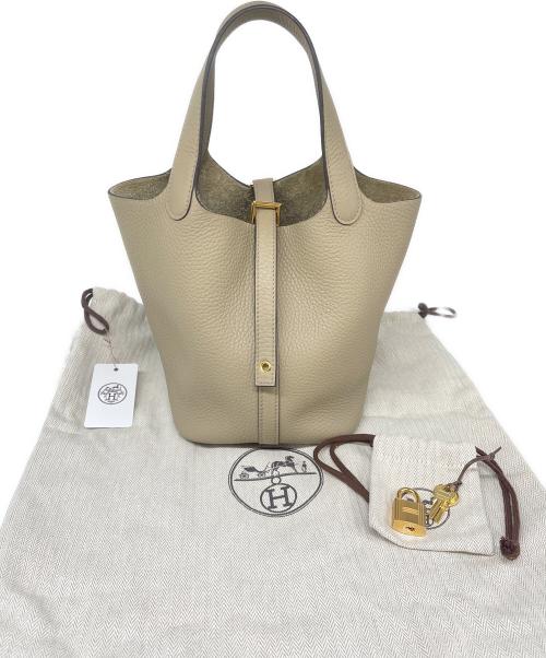 HERMES（エルメス）HERMES (エルメス) ピコタンロック PM/シルバー金具/トリヨンクレマンス/トレンチ/W刻印 トレンチ サイズ:PMの古着・服飾アイテム