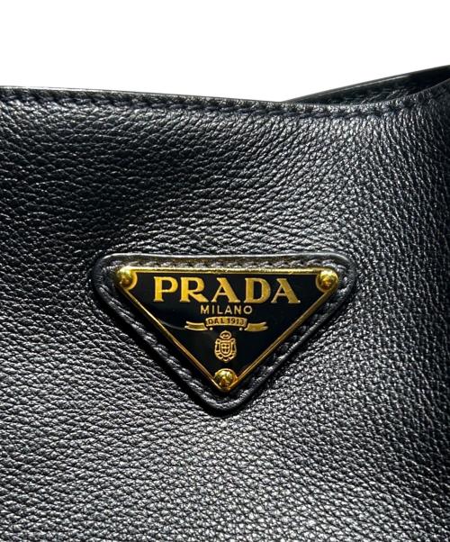PRADA（プラダ）PRADA (プラダ) トライアングルロゴソフトグレインレザーミニトートバッグ ブラック サイズ:-の古着・服飾アイテム