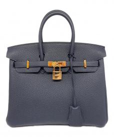 HERMESエルメス）の古着「バーキン 25/ピンクゴールド金具/トゴ/ブルーニュイ/D刻印」｜ブルーニュイ