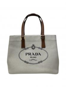 PRADA（プラダ）の古着「キャンバストートバッグ/1BG356」｜ベージュ