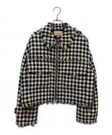 GUCCI（グッチ）の古着「ダブルG金釦ツイードジャケット　745064 ZAMQP」｜ホワイト×ブラック