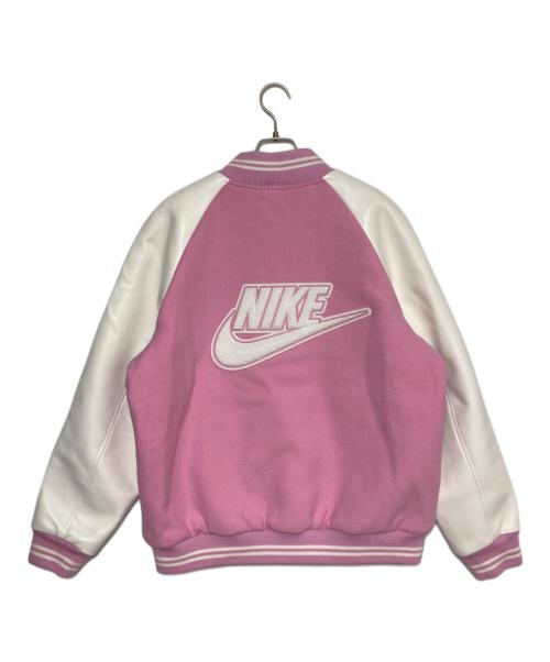 NIKE（ナイキ）NIKE (ナイキ) NIGO (二ゴー) Varsity Jacket ピンク×ホワイト サイズ:Lの古着・服飾アイテム
